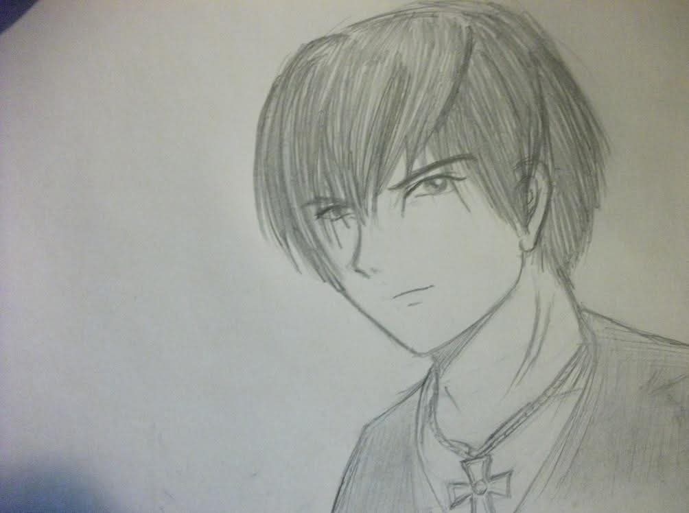 Pencil portrait of a male character