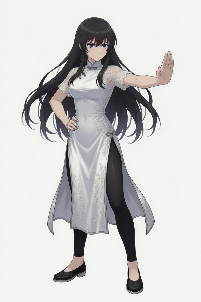 Concept fighter — white qipao striker